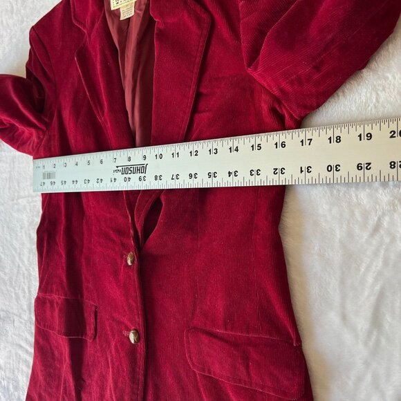 New Territories Womens Size 7 Red Two-Button Corduroy Blazer  Made in Japan - Picture 7 of 9